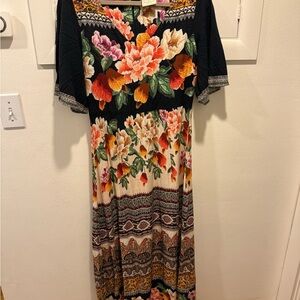 Farm Rio Floral Maxi Dress with Black and Multicolor Design